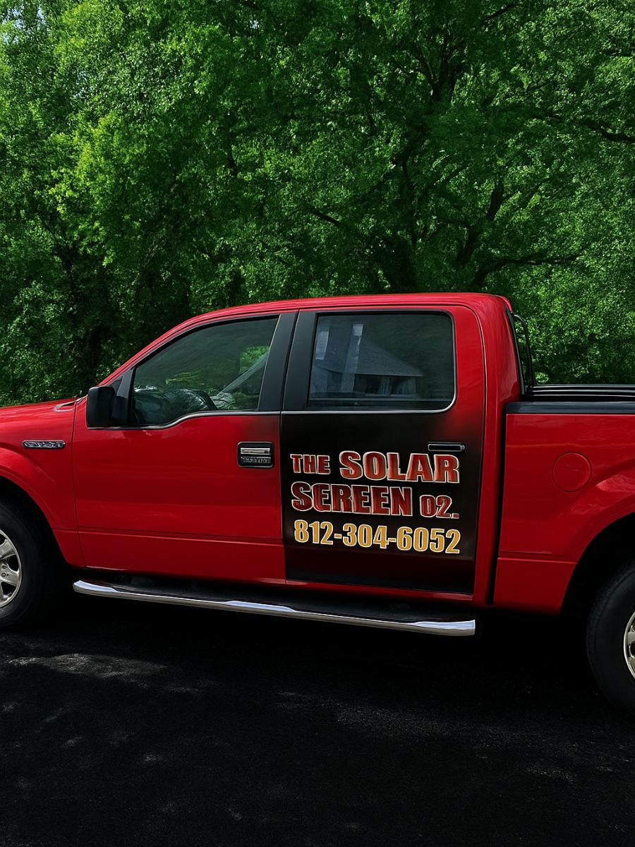 The Solar Screen Co branded work truck - serving Weatherford and DFW